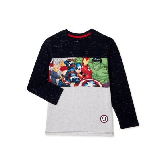 10/$25🦋 Marvel Avengers Navy & Heathered Gray Long Sleeve Tee - Size XL - Picture 1 of 6